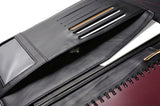 Smooth Black Leather Folio With Croc-Pattern Trim and iPad Mini Pocket