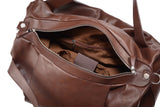 Modern Brown Leather Traveling Duffel Bag