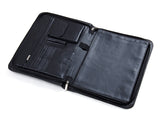 Deluxe Leather iPad Folio with Notepad Space and Organizer Panel, Letter Size, Black