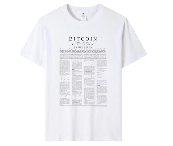 Bitcoin Whitepaper Commemorative Tee | 15th Anniversary White Edition