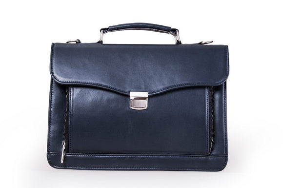 Executive Matte Leather Briefcase Bag with Handle, Strap and Organizer Panel