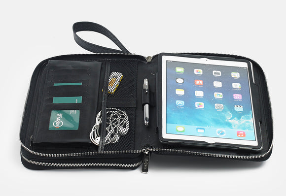 Modern Diamond-Textured Double-Zip Organizer Case for iPad Air / iPad Air 2 and Jr Legal A5 Paper