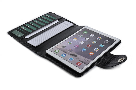 New iPad Pro Folio Case, Crocodile-Pattern Leather Portfolio Case with Organizer Pockets for 12.9 inch iPad Pro