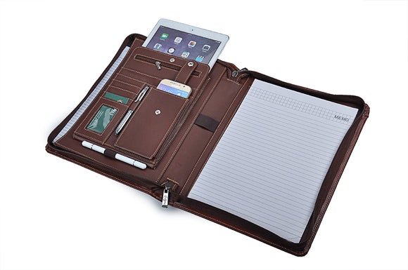iPad Portfolio with Notepad Holder, Leather Padfolio Case for 9.7 inch Tablet