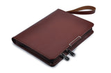 Portfolio with Notepad Holder, Leather Organizer Folio Case with Wrist Strap for 8 inch Tablet and A5 Notepad