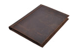 Rustic Leather Laptop Portfolio Case with Notepad Holder, Fits 13 inch Macbook Air / Macbook Pro,Brown