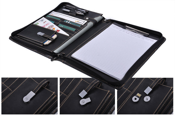 Organizer 13 inch MacBook Laptop Case with Clipboard and Magnetic Snap Design USB Flash Drive