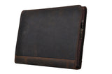 Rustic Leather Organizer Laptop Portfolio with Notepad Holder for 13 inch Surface Book / MacBook Air, Brown