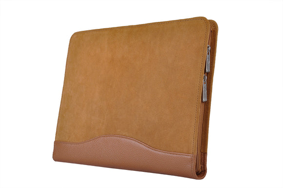 Premium Suede Leather Organizer Padfolio, Fits A4 Size Notepad, Cellphone