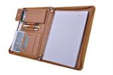 Premium Suede Leather Organizer Padfolio, Fits A4 Size Notepad, Cellphone