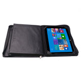 Premium Leather Organizer Padfolio with Folding Center Panel, for New Surface Go or Microsoft Surface Pro 6 / Pro 5/ Pro 4, Black