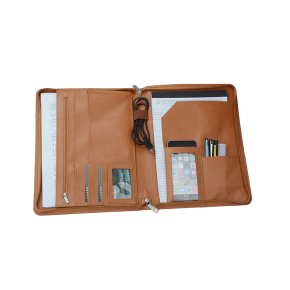 Deluxe Organizer Leather Portfolio for A4 Notepad and Documents