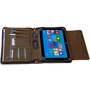 Wool Felt Crazy Horse Leather Organizer Portfolio for A4 Notepad and New Surface Go or Surface Pro 7 /Pro 6 / Pro 5 / Pro 4/ Pro X