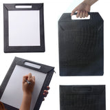 Padfolio Leather Storage Clipboard Folder Portfolio with Folding Handle, Writing Pad, for Letter A4 Paper Notepad,Black