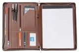 Vintage Crazy-Horse Leather Portfolio for Galaxy Tab, Zipper Organizer Document Folder, Multi-Function Organizer Padfolio Case