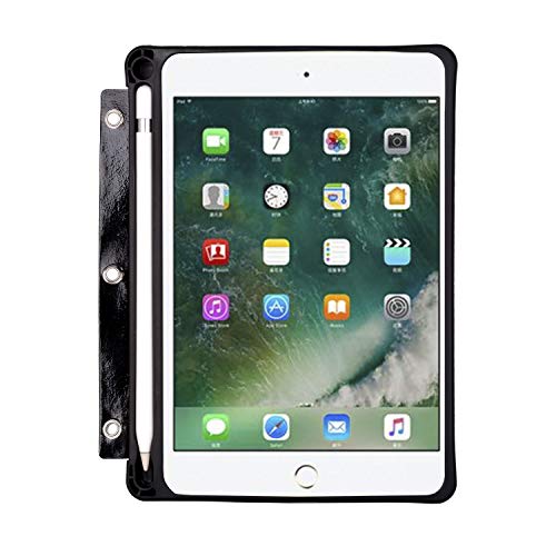 XIAOZHI 3 Holes iPad Mini Case Fit for iPad  Mini 6th/Mini 5th/ Mini 4th, iPad Case with 3 Holes, for A5/A4 Size 3-Ring Binder,Black