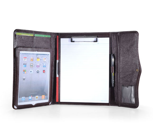 Leather iPad Folio Case with notepad (Coffee)