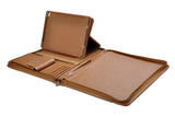 Letter-Size Leather Portfolio With Detachable iPad Holder and Multiangle Viewing