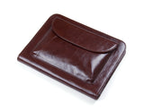 Genuine Leather Pouch Portfolio with Space for iPad, 11-inch MacBook and Paper, Dark Brown
