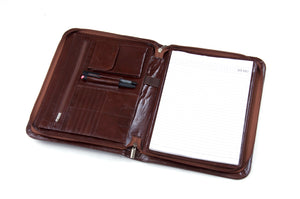 Genuine Leather Pouch Portfolio with Space for iPad, 11-inch MacBook and Paper, Dark Brown