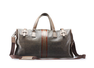 Weekend Retreat Patterned Leather Duffel Bag With Contrasting Trim and Shoulder Strap