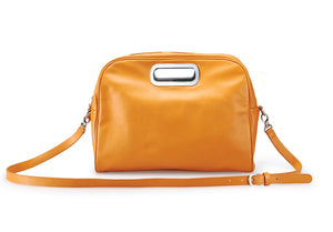 Mod Style Orange Calfskin Leather Messenger Bag With Shoulder Strap