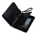 Compact Leather Padfolio Case with Wrist Strap, Fits iPad mini 4/iPad mini 5/iPad mini 6 and Junior Legal Paper, Black