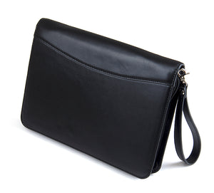Compact Leather Padfolio Case with Wrist Strap, Fits iPad mini 4/iPad mini 5/iPad mini 6 and Junior Legal Paper, Black