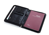 Deluxe Leather iPad Folio with Notepad Space and Organizer Panel, Letter Size, Black