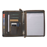 Rustic Leather Padfolio with 3-Ring Binder for Letter A4 Paper, 11-inch MacBook Air