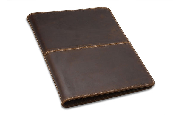 iCarryAlls Vintage Crazy Horse Leather Padfolio, with 3-Ring Binder for Letter-Size / A4 Notepad and Calculator