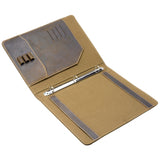 iCarryAlls Vintage Crazy Horse Leather Padfolio, with 3-Ring Binder for Letter-Size / A4 Notepad and Calculator