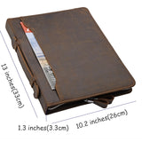 Leather Padfolio Organizer with Handle, Zipper Portfolio Case with Notepad Holder for A4 Notepad and Your Essentials, Brown