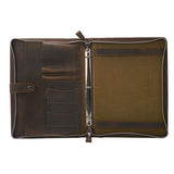 Rustic Leather Organizer Laptop Portfolio with 3-Ring Binder for 13 inch MacBook and A4 Notepad