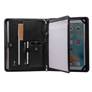 Leather Zippered Padfolio Case for 12.9/11/10.5/9.7/ 10.2 inch iPad, A4 Notepad