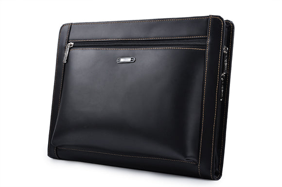 Leather Portfolio With Notepad Space for iPad 9.7, ipad pro 10.5/11/12.9, Black