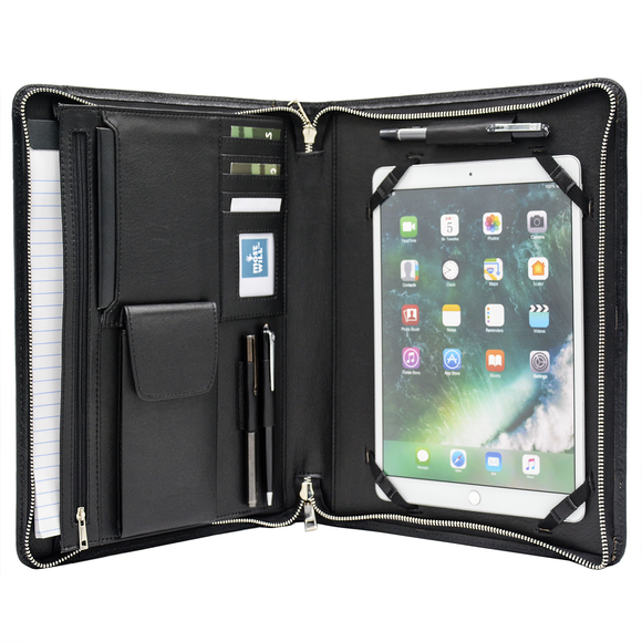 iPad Leather Portfolio Case, Padfolio Folder Organizer with Zipper for 9.7 inch iPad /10.5 inch iPad /10.2 inch iPad/12.9-inch iPad