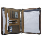 Vintage Crazy Horse Leather Padfolio with 3-Ring Binder, Binder Portfolio Fits Letter-Size / A4 Notepad and Documents
