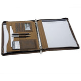 Vintage Crazy Horse Leather Padfolio with 3-Ring Binder, Binder Portfolio Fits Letter-Size / A4 Notepad and Documents