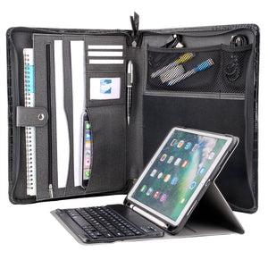 iPad Keyboard Portfolio, Zipper Padfolio Organizer Folio Case with Bluetooth Keyboard for 10.5 inch iPad /9.7 inch iPad /11-inch iPad