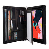 Zipper Leather Portfolio with Removable Tablet Holder, Padfolio Tablet Case with Stand for iPad Pro 12.9-in/11-in/10.5-in/9.7-in