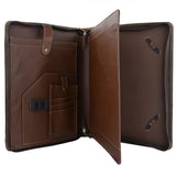 Professional Leather Portfolio with Zipper, Business Padfolio Folder Organizer for Samsung Galaxy Tab and MacBook 13-inch