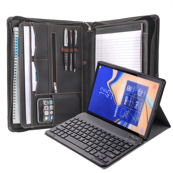 Galaxy Keyboard Padfolio, Zipper Portfolio Organizer Folio Case with Bluetooth Keyboard Case for Samsung Galaxy Tab S4 10.5 /Galaxy Tab S5e 10.5/ Tab S6
