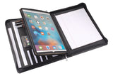 Zipper Portfolio Case with Removable Tablet Holder, Organizer Padfolio Case for A4 Notepad and 9.7"/ 10.5"/ 12.9" iPad