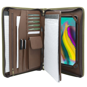 Canvas Zipper Padfolio Portfolio with Notepad Holder, Interview Resume Document Organizer for Galaxy Tab