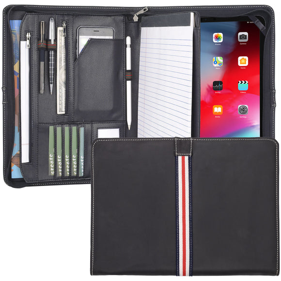 Vintage Leather Portfolio Organizer, Business Tablet Padfolio Folder, for 9.7 inch iPad /10.5 inch iPad /10.2 inch iPad/12.9-inch iPad