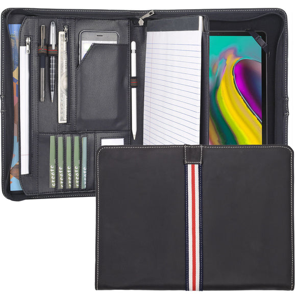 Vintage Leather Portfolio Organizer, Business Tablet Padfolio Folder, for Galaxy Tab S4/ Tab S5e/ Tab S6 10.5
