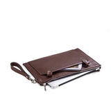 Leather Clutch Case with Wrist Strap and Outer Pocket, for MacBook