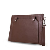 Leather Clutch Case with Wrist Strap and Outer Pocket, for MacBook