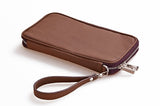 Leather Multipurpose Passport Organizer Wallet with Wrist Strap, Cellphone Pocket